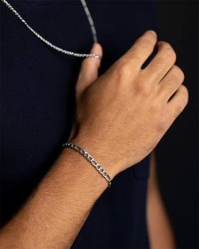 5 mm Figaro-Edelstahlkette mit Silber-Finish - Fortis Silver